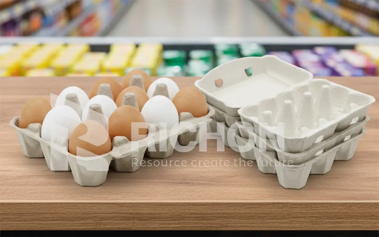 Biodegradable pulp molded egg trays made from recycled paper