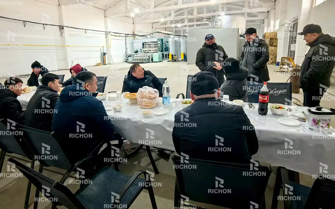 REM4-8 egg tray machine installed in Russia in 2022, producing 4,500 pieces per hour in cold climate conditions, increasing production capacity by 35%