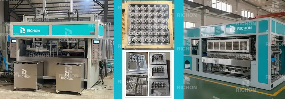 Automatic and semi automatic egg tray molding machines in production