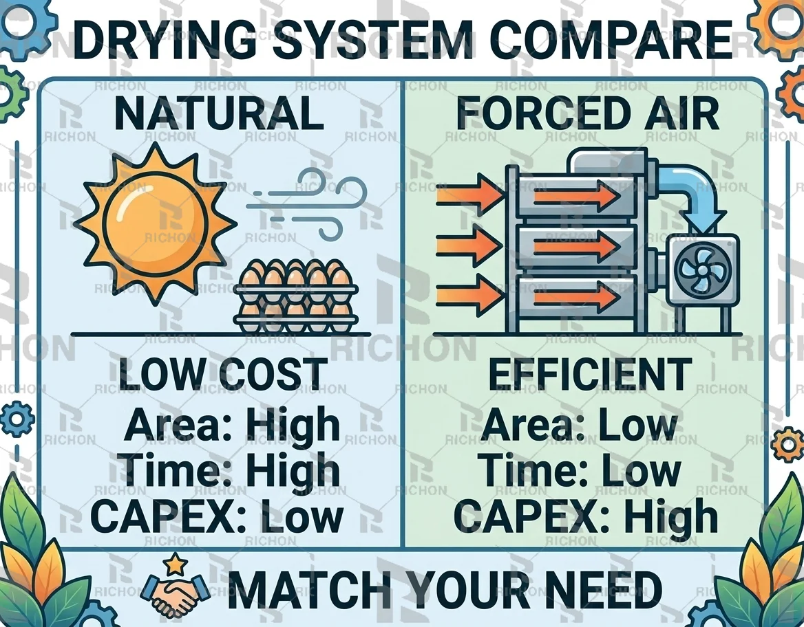 Egg tray drying system comparison