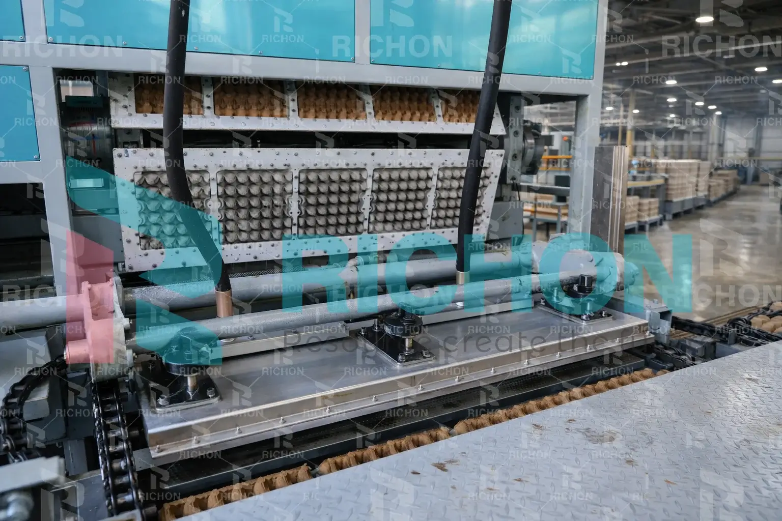 main equipment units in an egg tray production line including pulping forming molds and drying system