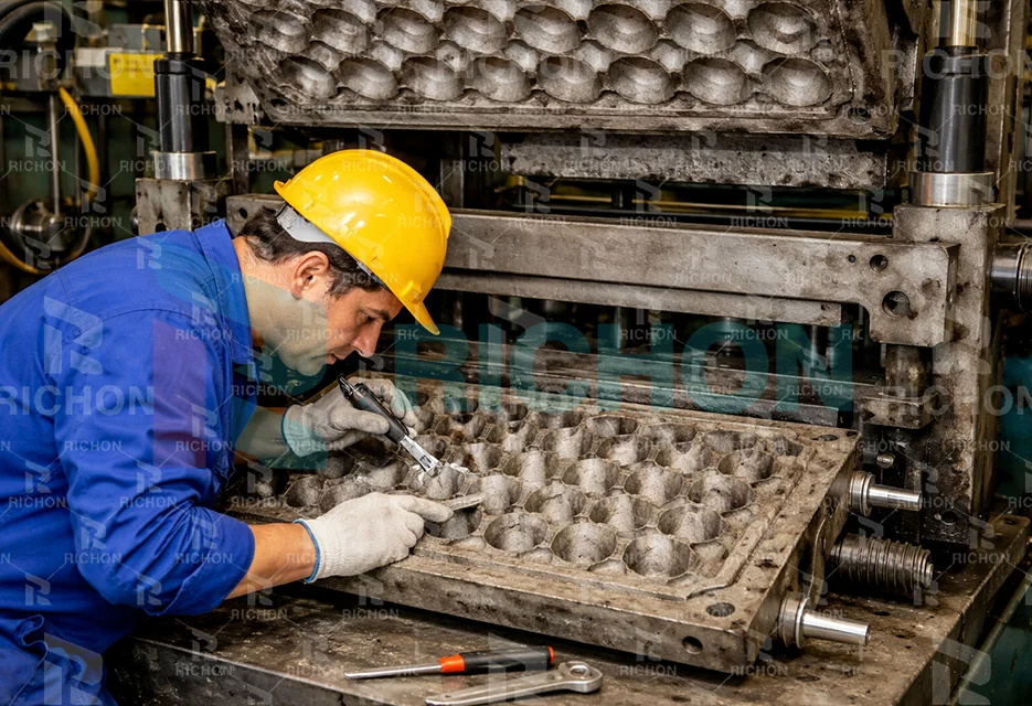 Maintenance inspection of pulp molding mold for egg tray machine