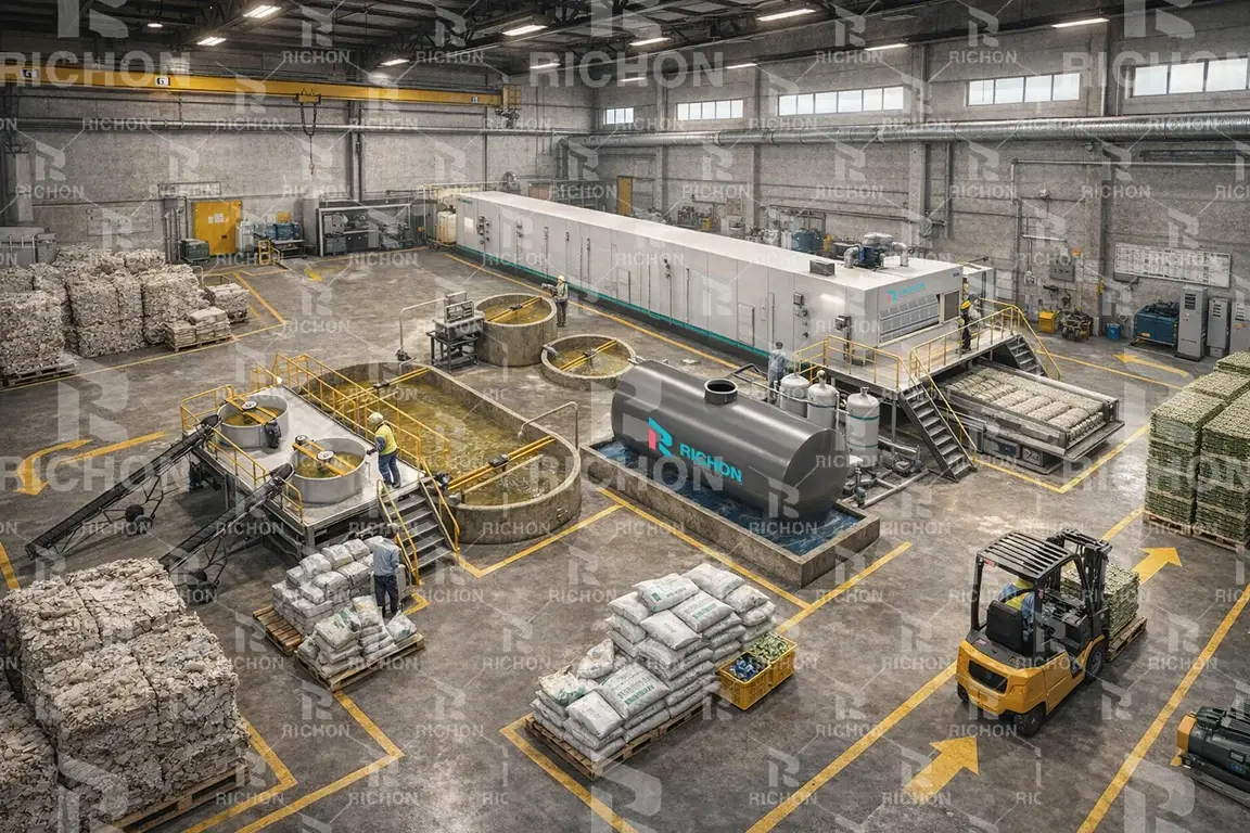 Factory layout and utility planning for egg tray production line including dryer and material flow