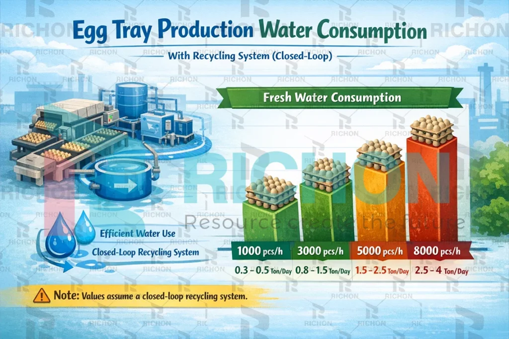 egg-tray-production-water-consumption-comparison-chart-machine-capacities egg tray production water consumption comparison chart for different machine capacities