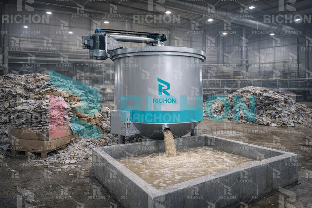 waste paper pulping system for egg tray production showing hydraulic pulper and fiber processing