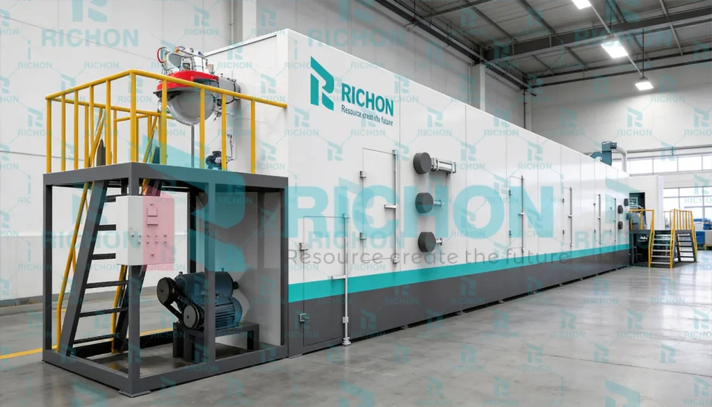 metal drying system for egg tray production line showing controlled airflow and temperature zones