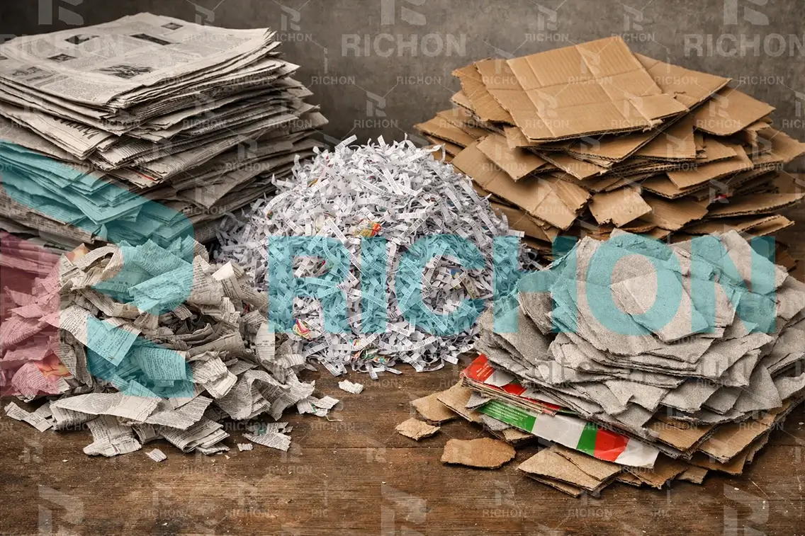 different types of waste paper used for egg tray production including newspaper and cartons