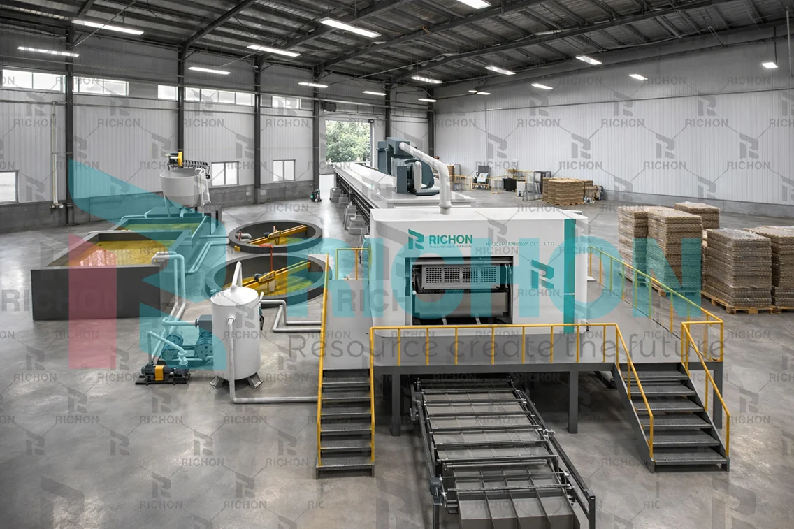 mid capacity egg tray production line with pulping forming drying and packing sections