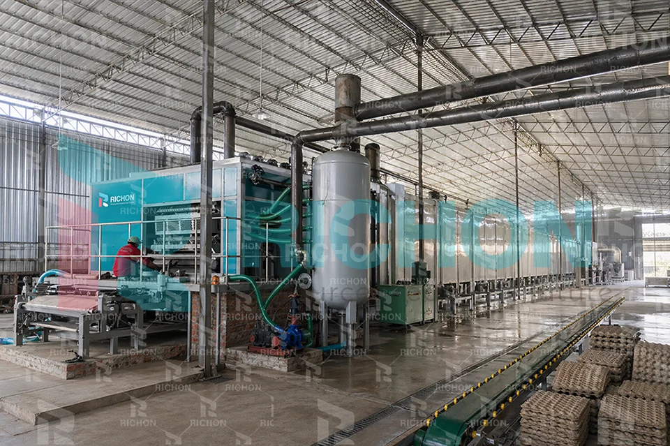 5000 pcs per hour automatic egg tray production line project with metal dryer system and industrial workflow