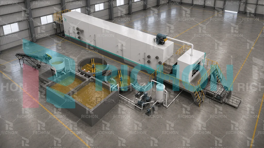 cameroon egg tray factory project overview showing production line workflow and factory environment