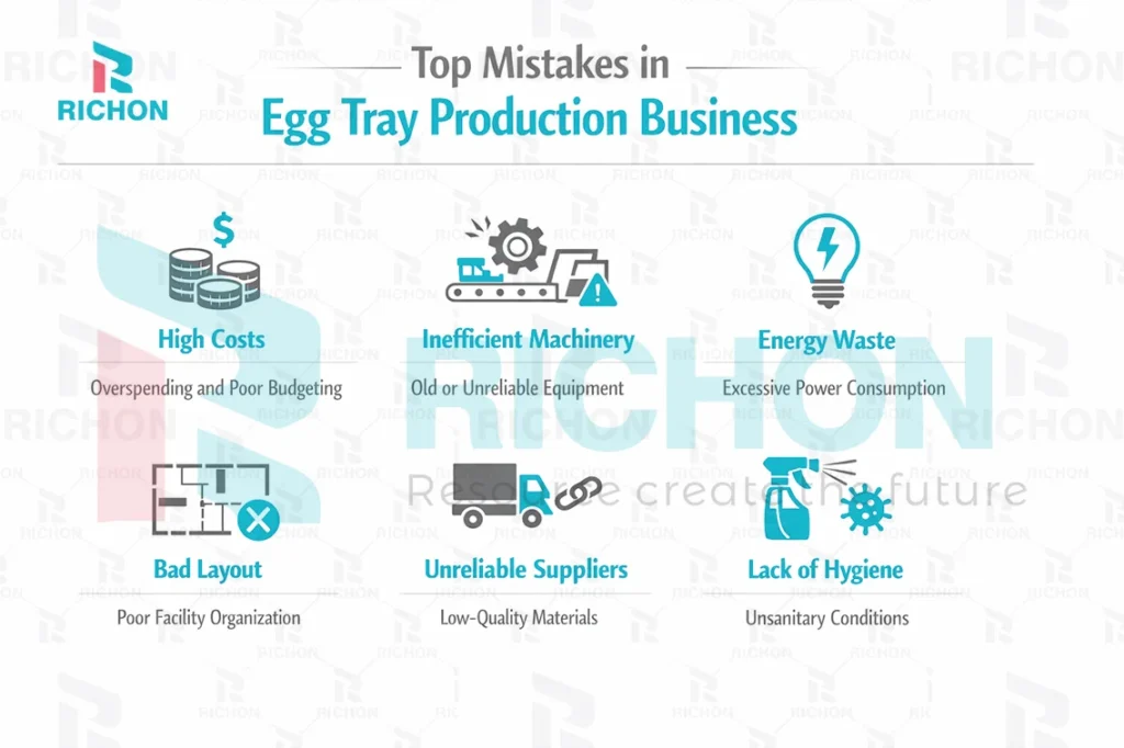 egg tray business mistakes overview infographic