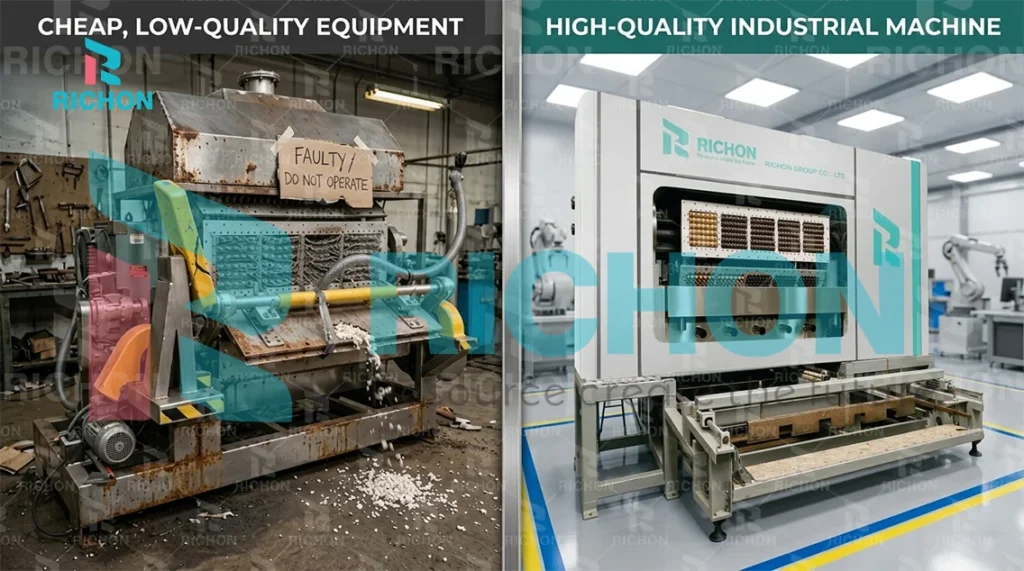 cheap vs high quality egg tray machine comparison
