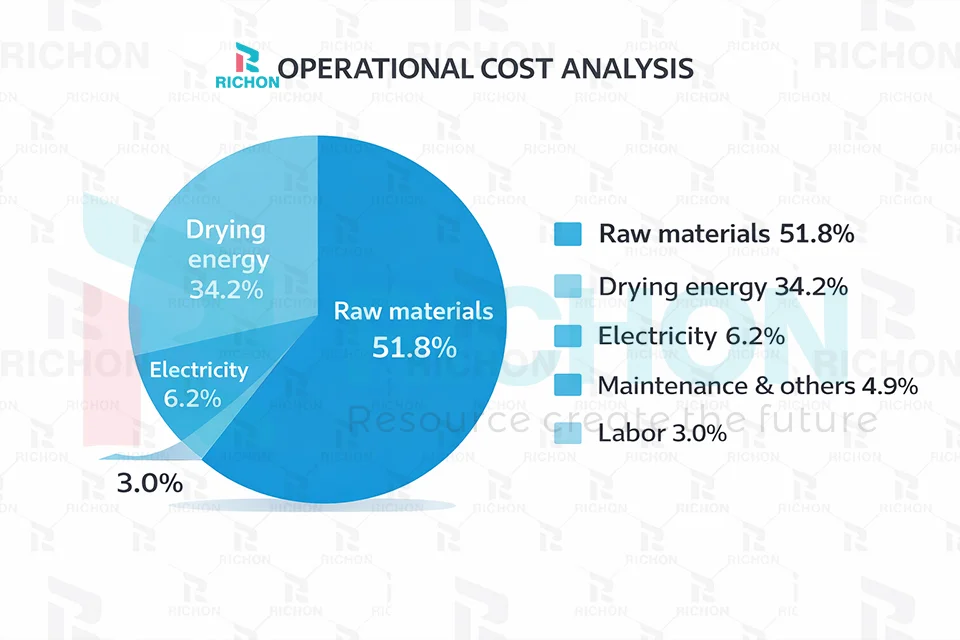 egg tray production energy consumption breakdown showing pulping forming and drying sections for 5000 pcs per hour line