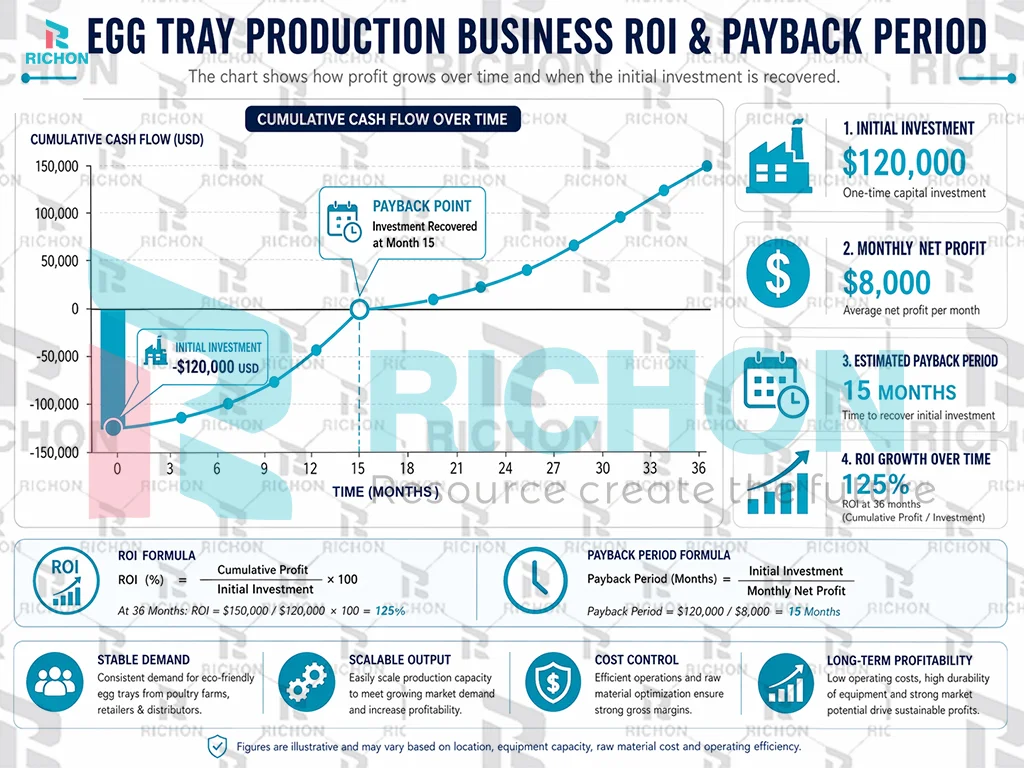 egg tray production business ROI payback period analysis chart