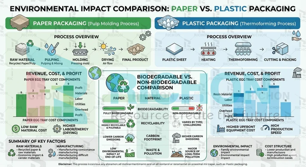 paper vs plastic packaging environmental impact comparison biodegradable vs non biodegradable