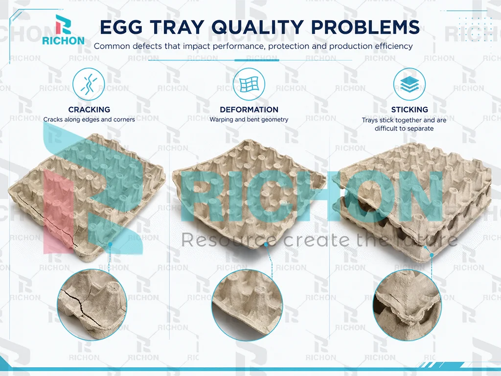 egg tray quality problems including cracking deformation and sticking