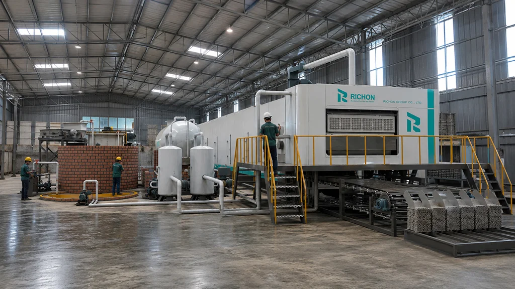 indonesia 6000 pcs egg tray plant project with metal drying system showing production line and industrial workshop environment