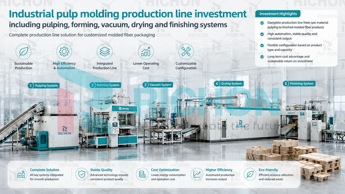 Industrial pulp molding drying system cost planning for customized molded fiber packaging production