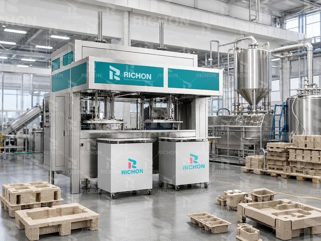 Industrial pulp molding process for custom molded fiber packaging production