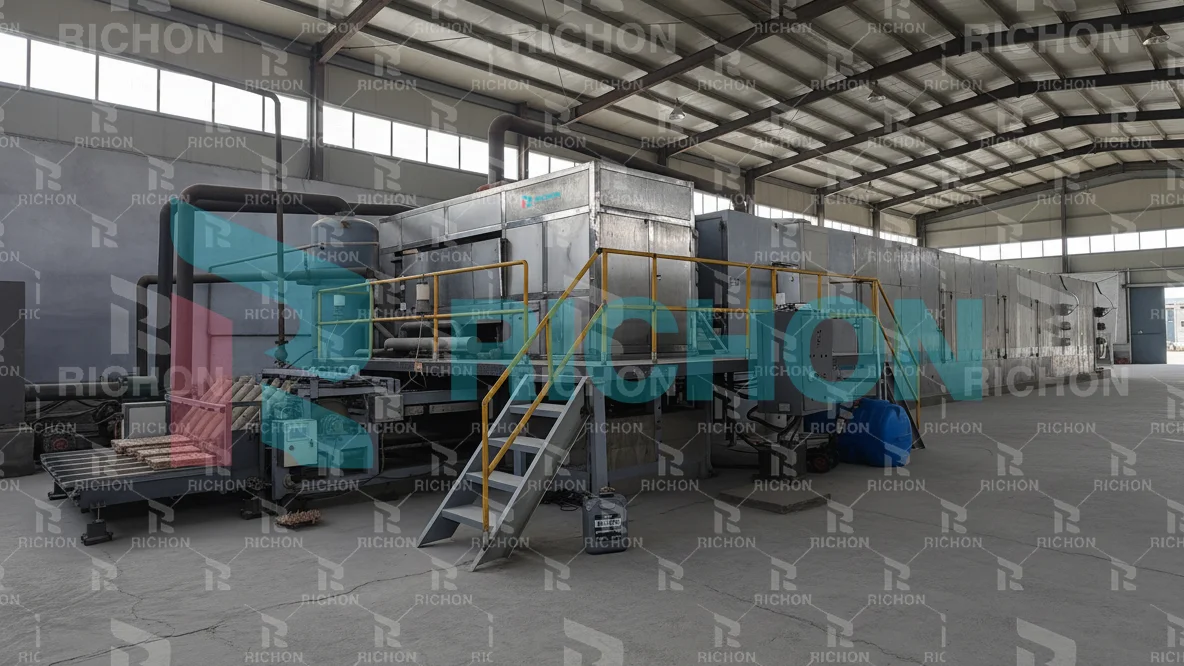 Richon egg tray production equipment and drying arrangement inside the supplied Kazakhstan project workshop